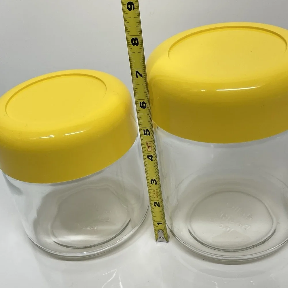 Heller Designs Massimo Vignelli Vintage Yellow Lid Jars Canisters MCM Set Of 3